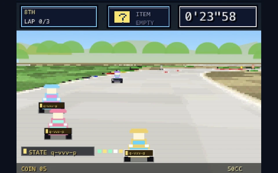 Actual Driftline GP gameplay with kart racers, lap counter and racing HUD